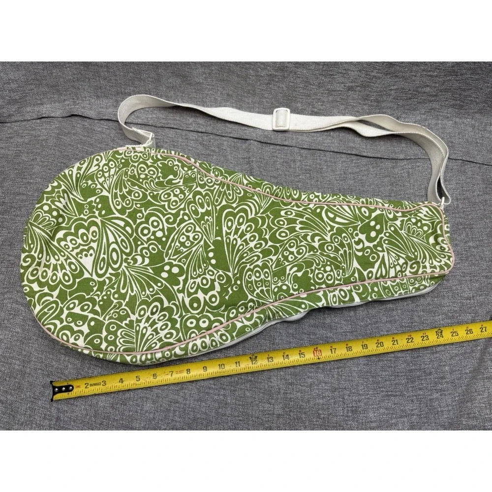 Two Loops Canvas Green Tennis Racket Cover Floral Pattern